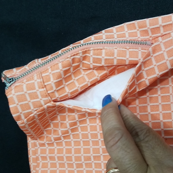 BeBop Pattern Orange White Zipper Shorts. 7 - Picture 7 of 12